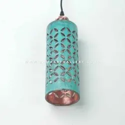 Lampu tabung tembaga motif batik kawung
